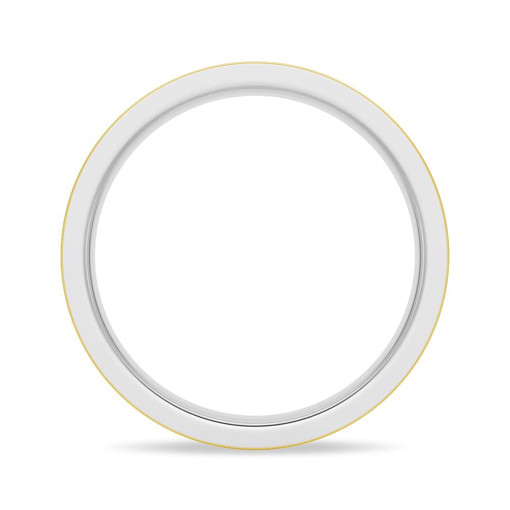 4.2mm Polished Two-Tone Wedding Band with Pave Edge - Elegant Bridal Ring for Women, Perfect for Engagement, Anniversary & Special Occasions
