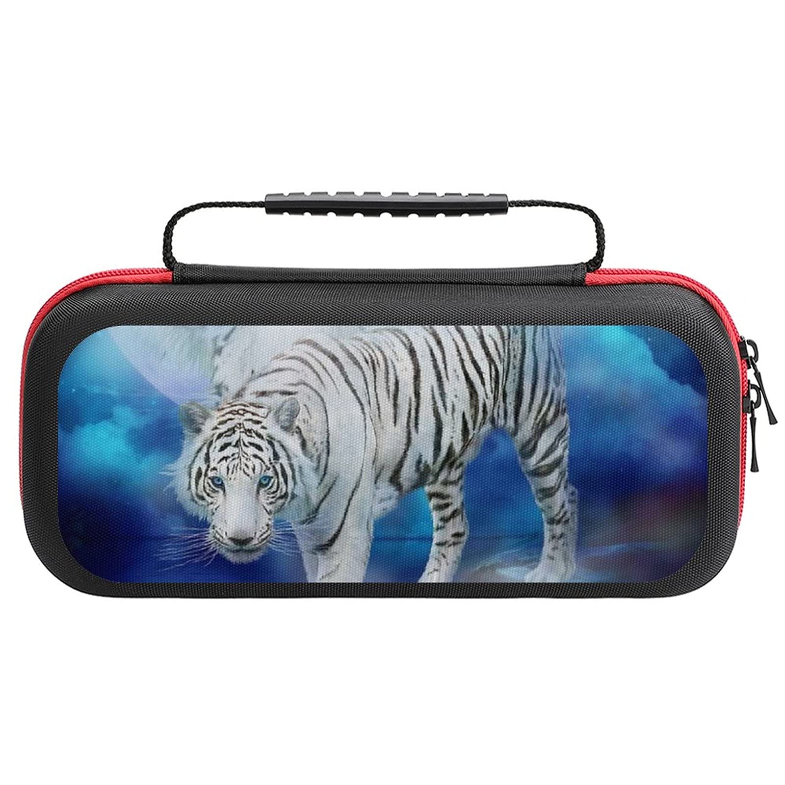 Premium White Tiger American Flag Hard Shell Carrying Case for Nintendo Switch - Protective Travel Pouch with Storage for Games & Accessories - Perfect for Gaming On-The-Go & Travel Protection
