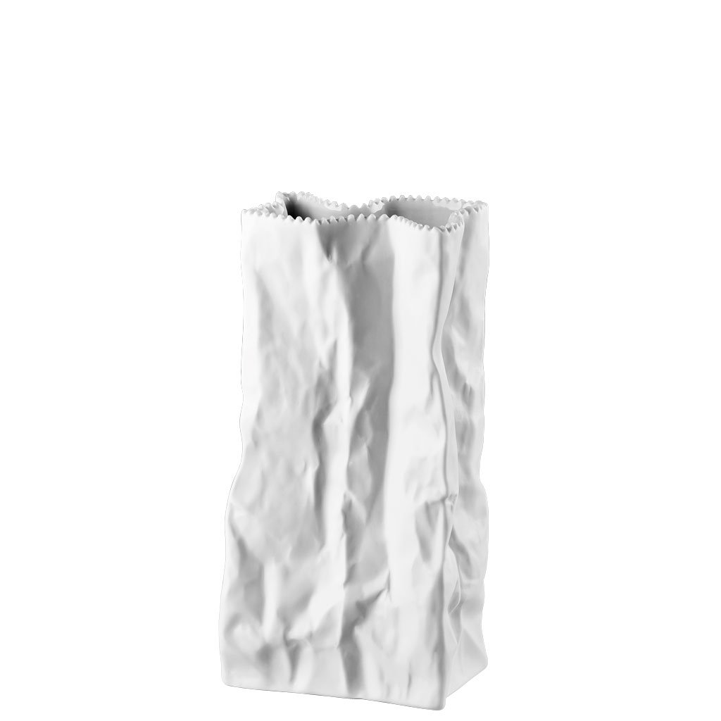 Rosenthal Bag Vase - White Matte Porcelain Vase 8.6 Inches - Modern Home Decor for Living Room, Dining Table & Office Desk Centerpiece
