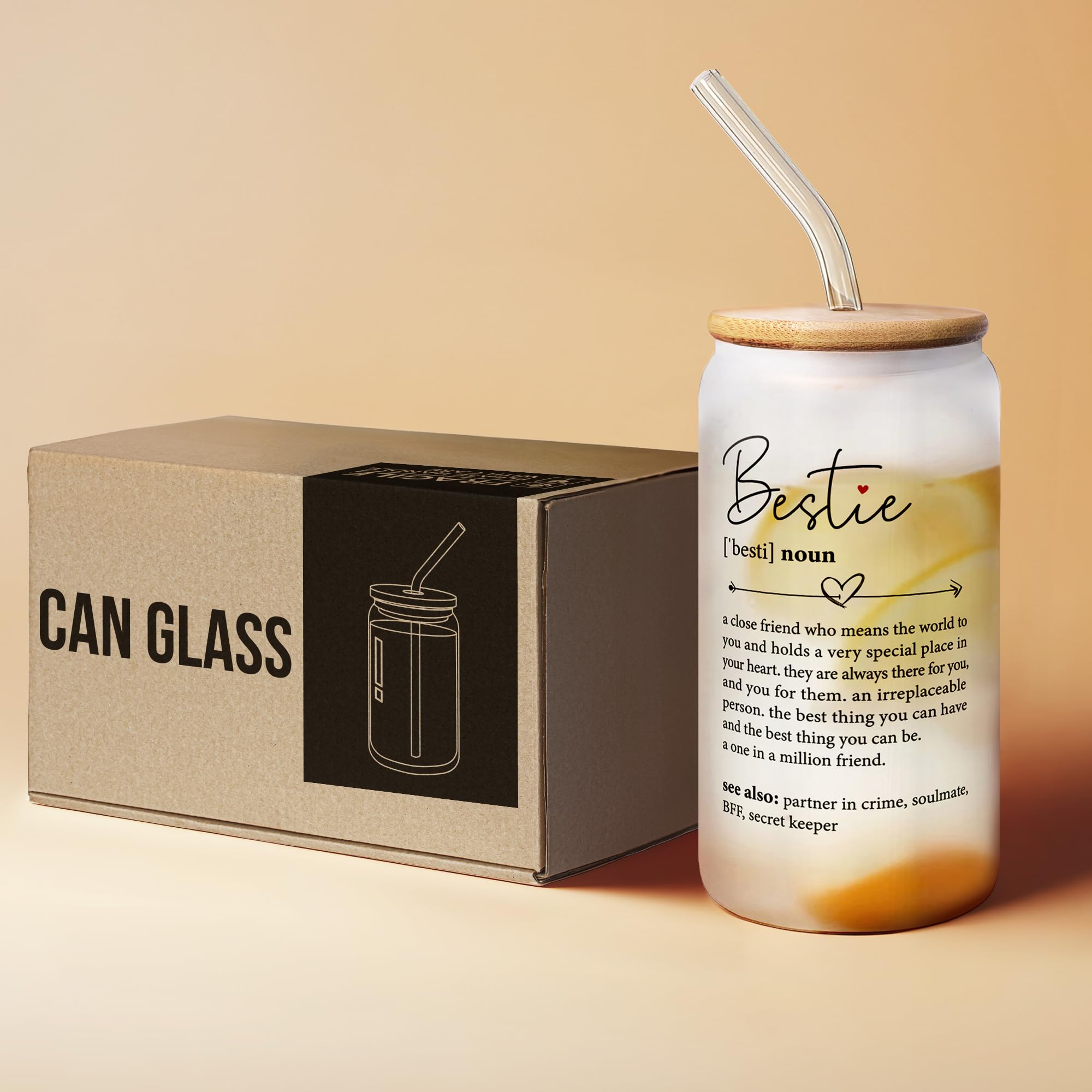 Best Friendship Gifts for Women - 16 Oz Can Glass - Unique Birthday Gift Ideas for Best Friends, Bestie & Female Friends - Perfect for Coffee, Tea, or Beer at Home, Office, or Outdoor Gatherings
