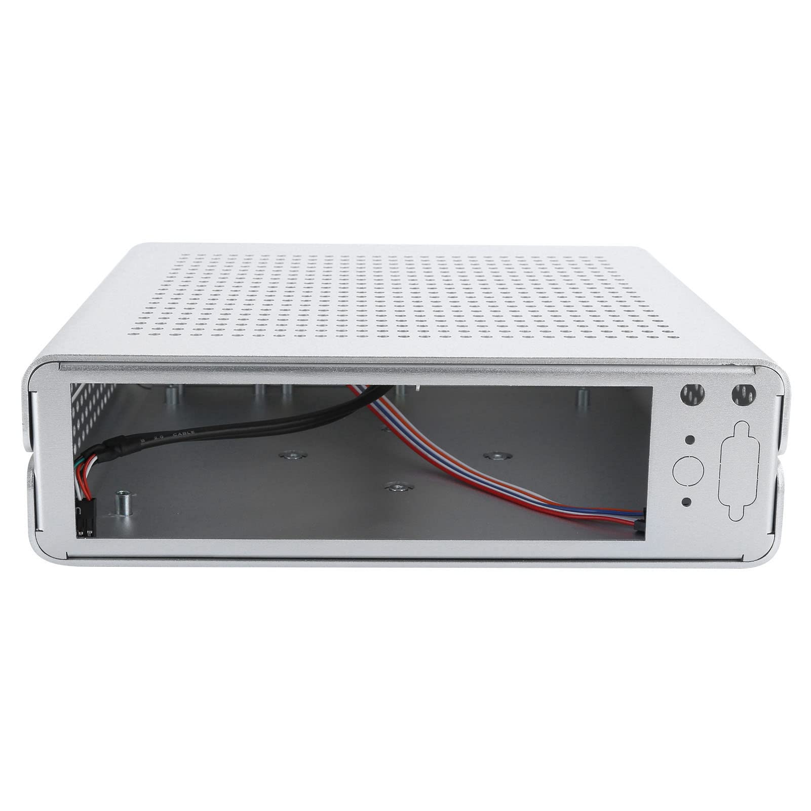 ASHATA G60S Mini-ITX PC Case - Full Aluminum HTPC Chassis with DC-ATX Power Supply, USB 2.0 Ports - Compact Desktop Computer Case for Home Theater, Office & Gaming Setup