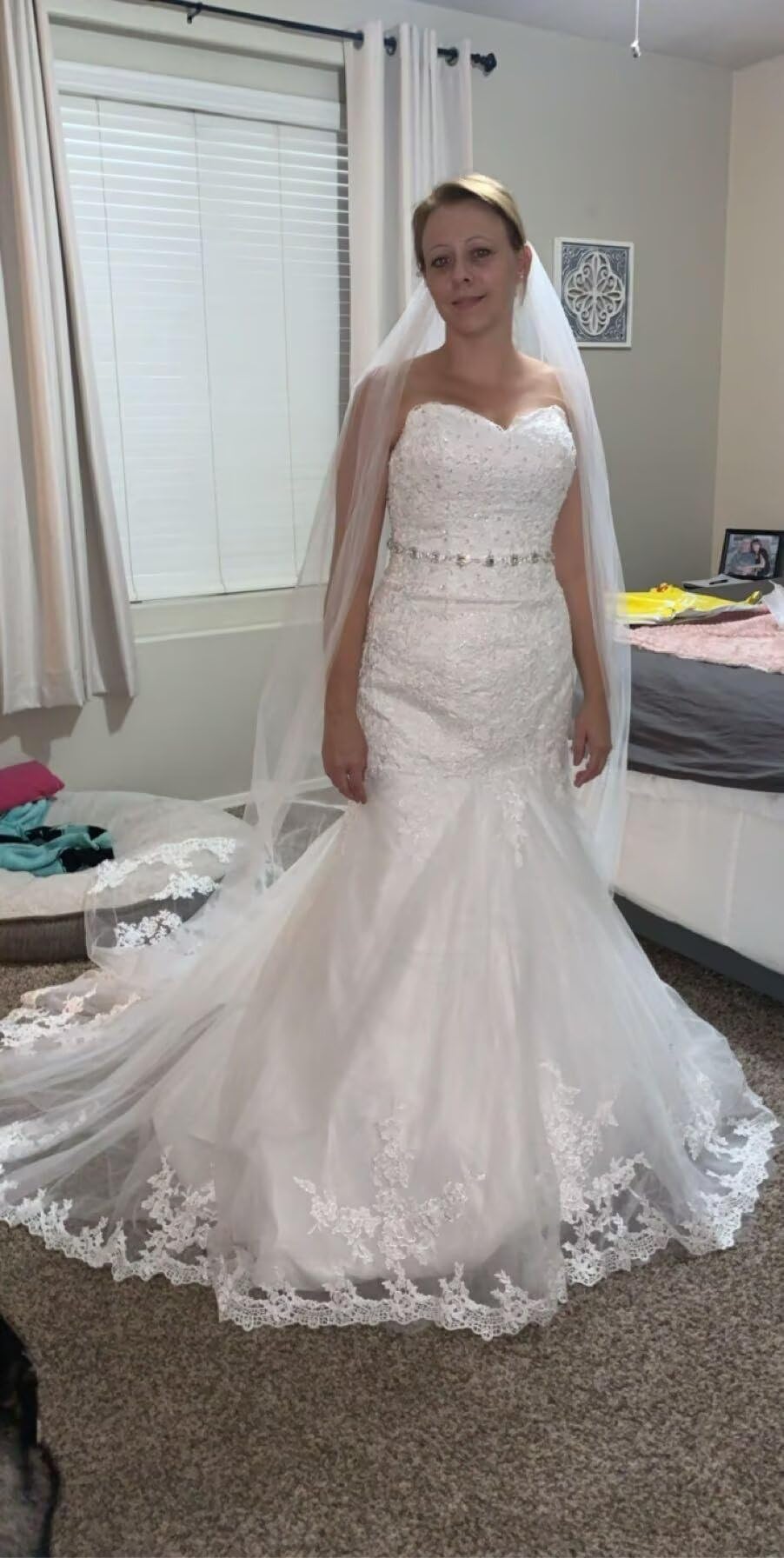 Elegant Lace Mermaid Wedding Dress 2025 | Strapless Beach Bridal Gown with Applique Tulle | Perfect for Boho Beach Weddings, Destination Elopements & Romantic Seaside Ceremonies