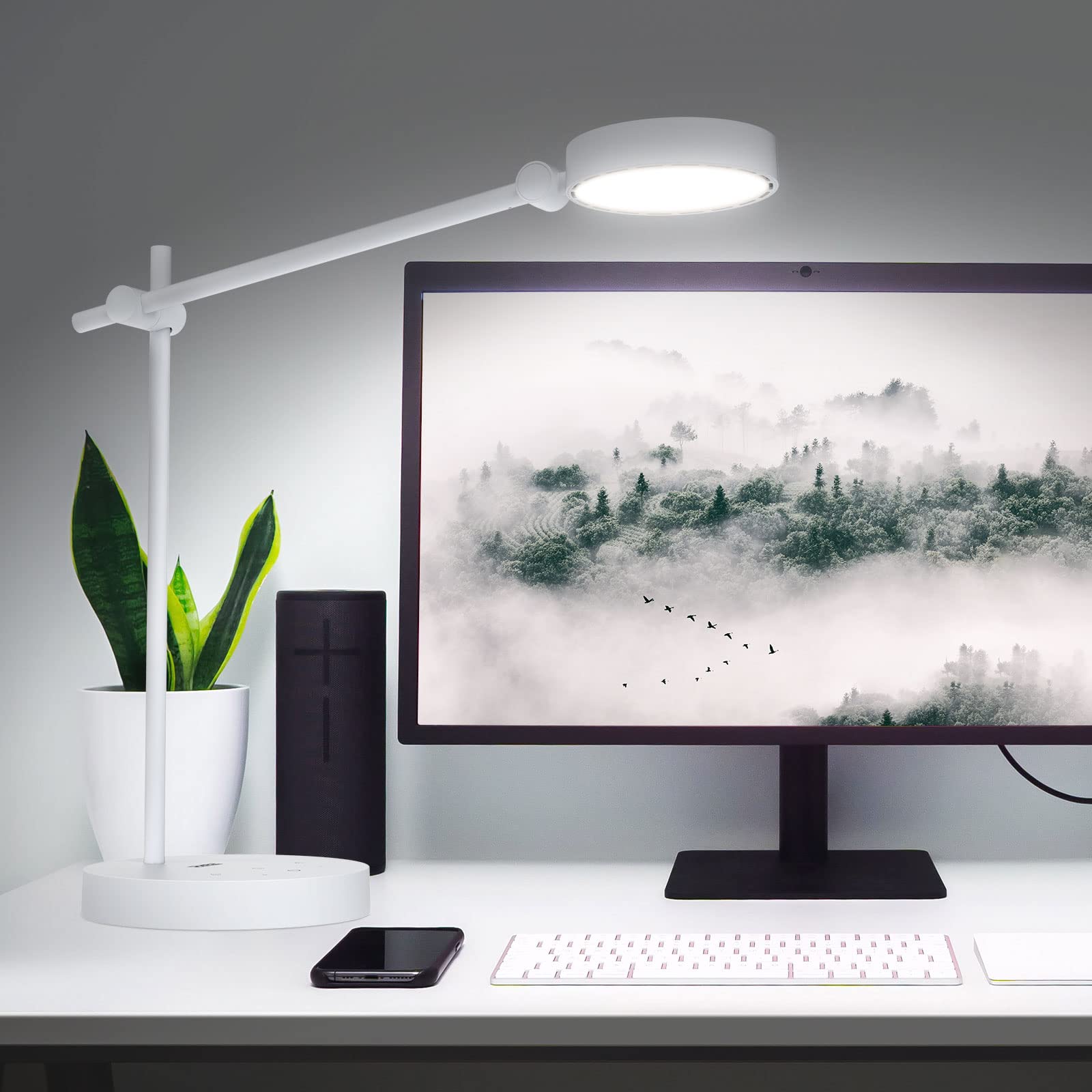 SANSI 10W LED Desk Lamp with 6 Brightness Levels & 4 Modes - Eye-Caring No Blue Light Technology, Touch Control & Memory Function (950 Lumens, White) - Perfect for Office Work, Home Reading & Study Lighting