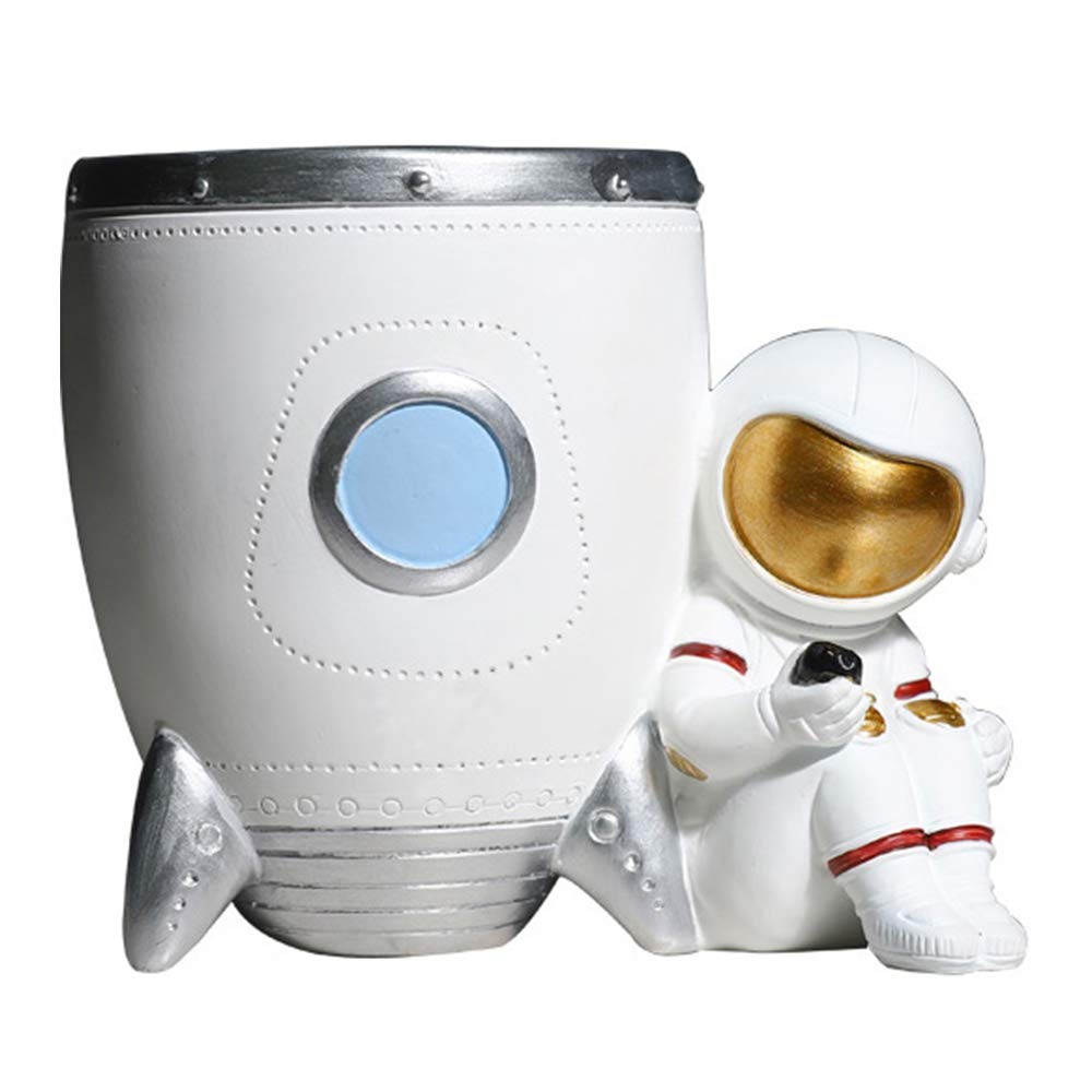 White Astronaut Pencil Holder & Spaceman Pen Cup - Fun Desk Organizer for Office, School & Home Decor | Perfect Gift for Space Lovers & Kids