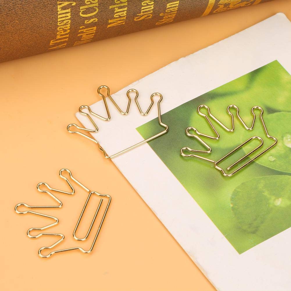 10Pcs Crown Shape Metal Paper Clips - Gold & Silver Bookmark Clips for Office, School, Scrapbooking - Document Organizer, Page Markers for Notebooks, Planners, and Journals
