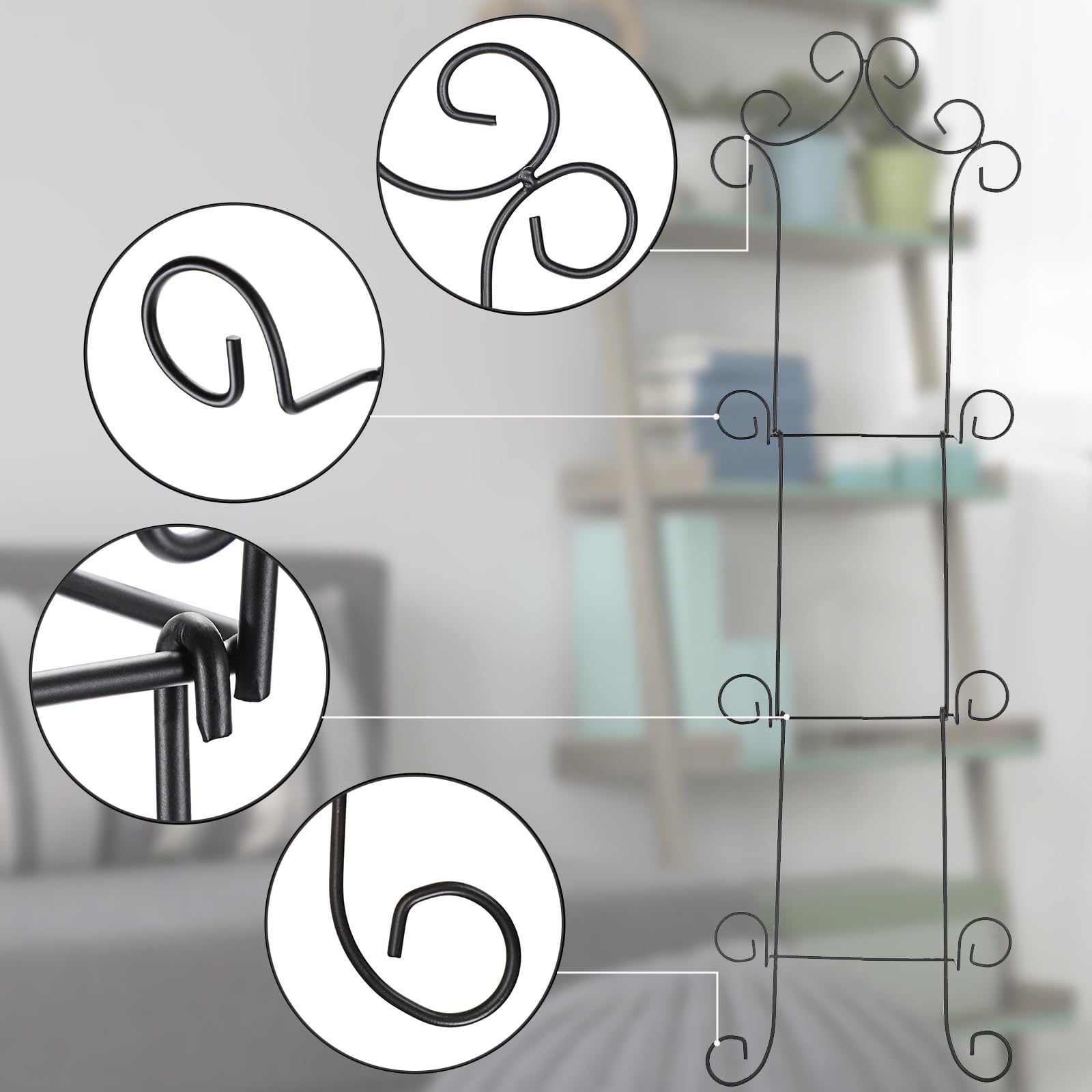 Sturdy 3-Tier Metal Wall Plate Holder Rack - Vertical Display for 8 Inch Plates, Platters & Artwork - Perfect for Kitchen, Dining Room & Home Decor Organization
