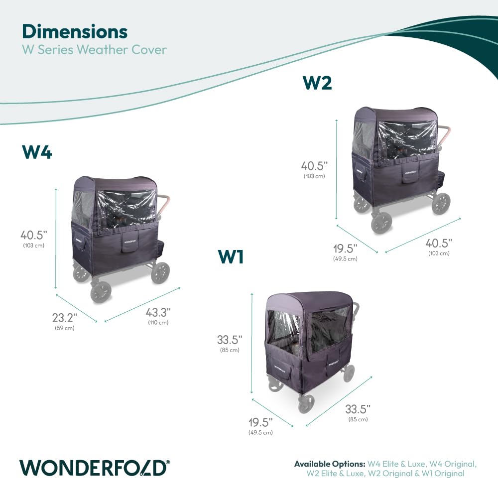 WONDERFOLD W4 Elite/Luxe Collapsible Wagon Stroller Weather Cover - Waterproof Rain Protection with Easy Installation | Perfect for Outdoor Adventures, Beach Trips & Family Outings