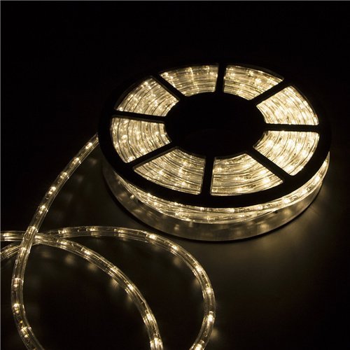 Leisurelife 50FT Waterproof LED Rope Lights - Outdoor String Lights with 540 Warm White LEDs (15M) for Patio, Garden, and Backyard Decor