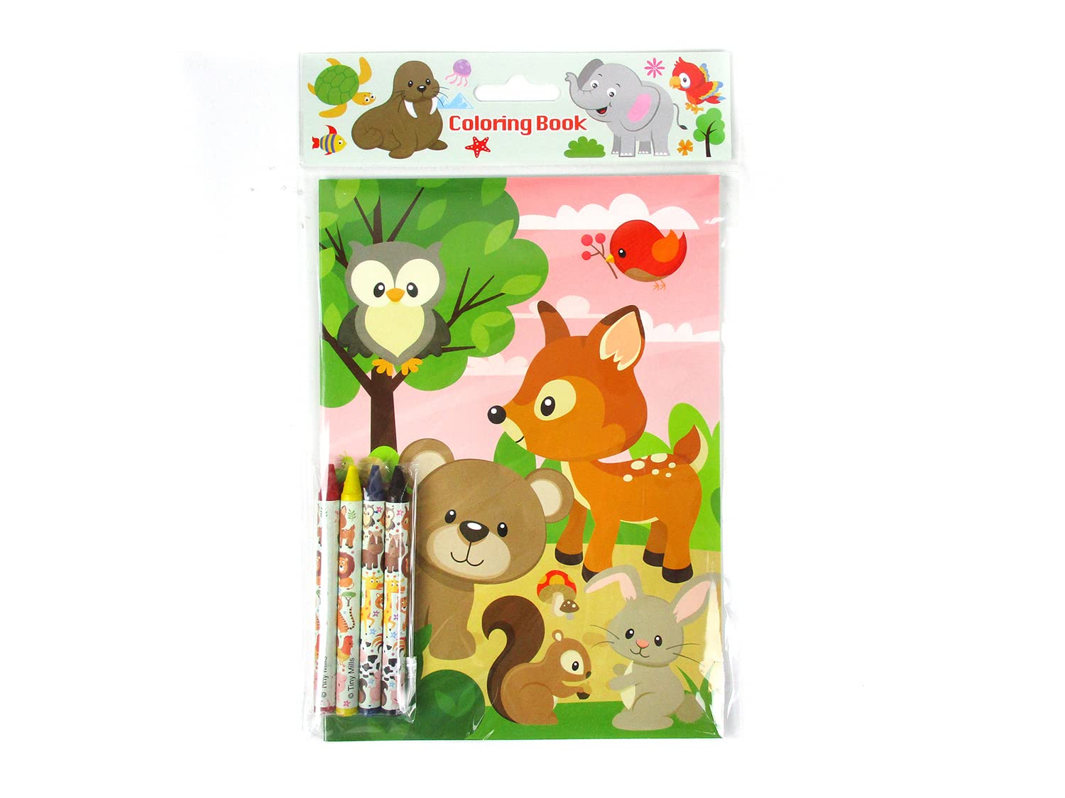 Animal Coloring Books for Kids - 12 Books & 48 Crayons - Party Favors & Classroom Rewards for Birthday Gifts