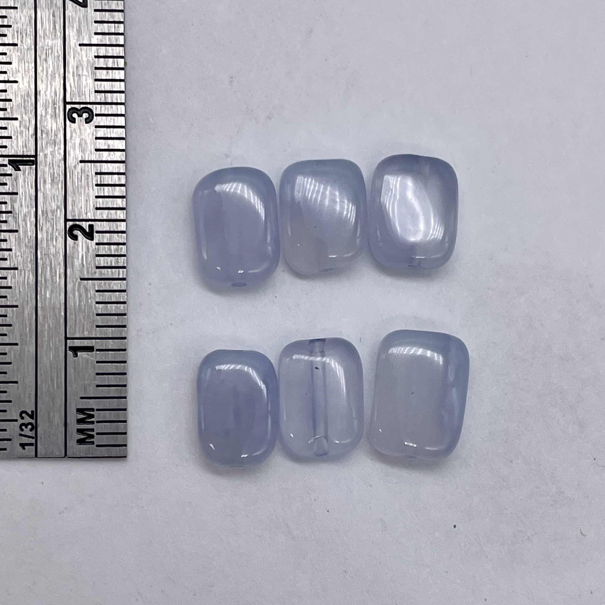 6 Blue Chalcedony Agate Rectangle Beads 9573 for DIY Jewelry Making - Perfect for Necklaces, Bracelets & Earrings