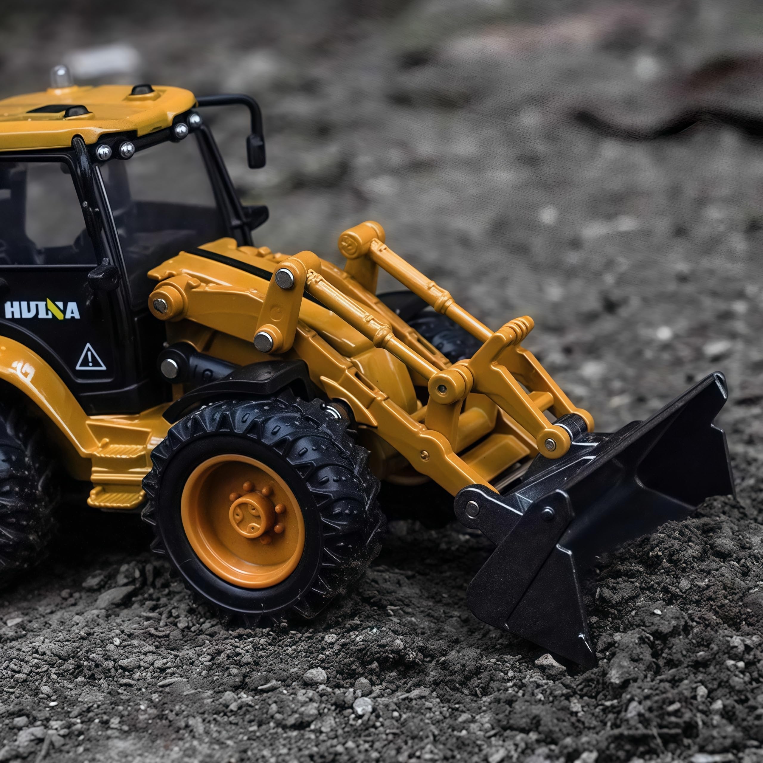 Gemini & Genius 1/50 Scale Backhoe Loader Toy for Kids - 2 in 1 Alloy Construction Vehicle with Interchangeable Front Loader & Backhoe | Durable Digger Toy for Sandbox Play, Construction Pretend Play & STEM Learning | Perfect Gift for Boys Ages 3-8
