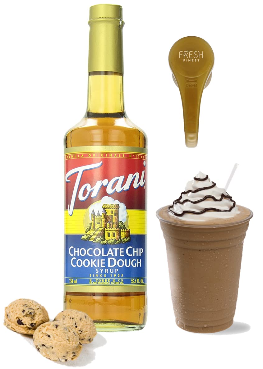 Premium Chocolate Chip Cookie Dough Coffee Syrup - 25.4oz (750ml) Bottle with Free Pump Dispenser | Perfect for Lattes, Iced Coffee & Baking Desserts