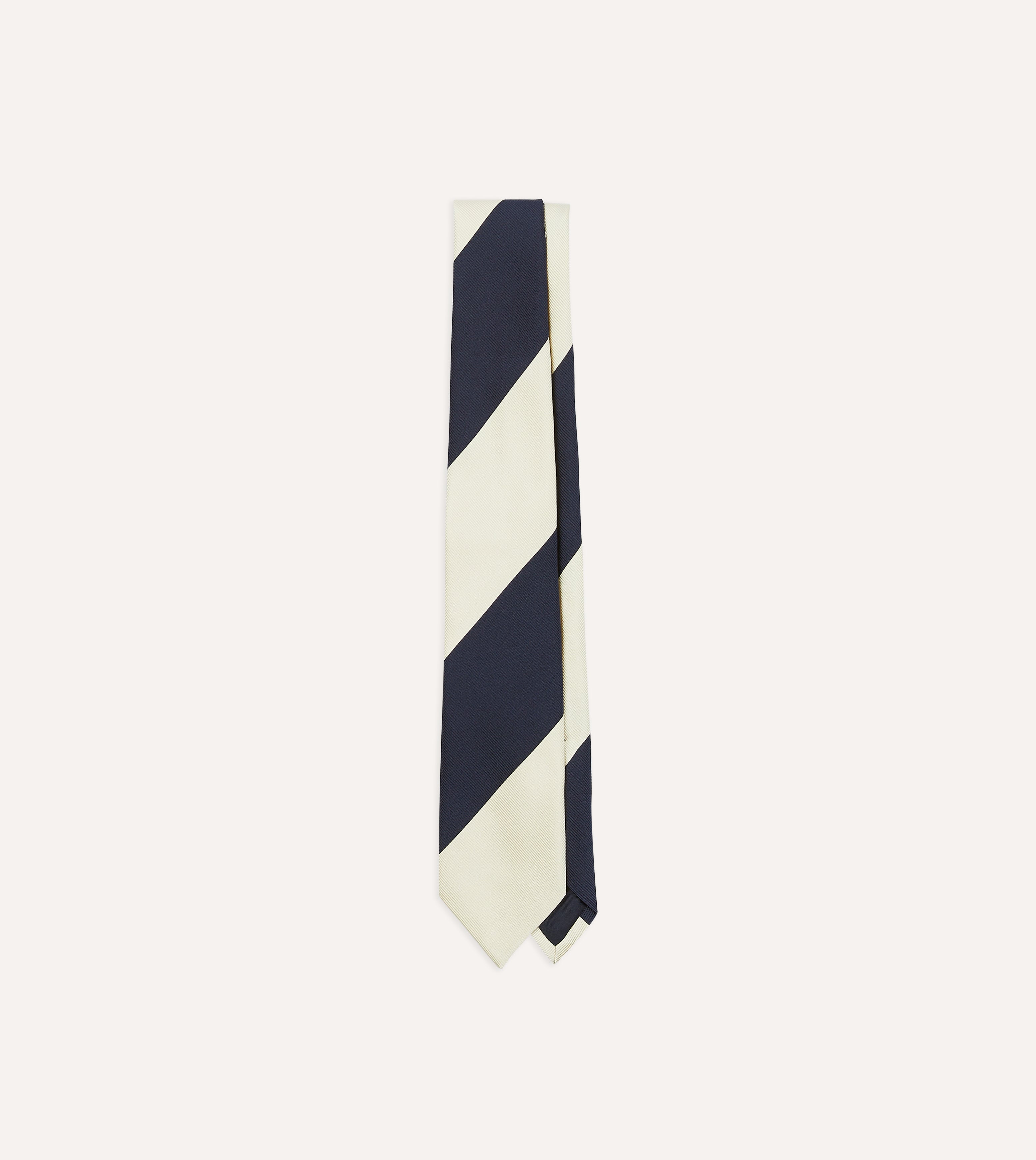 Navy and White Striped Silk Tie - Classic Dual Block Stripe Design for Men - Perfect for Business, Weddings & Formal Occasions
