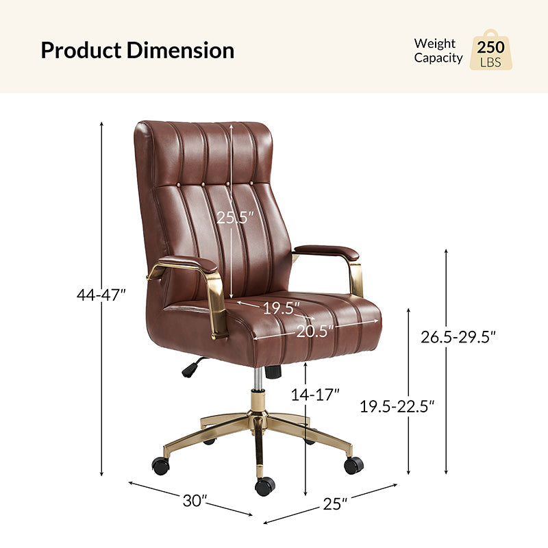 Premium Conelius Leather Ergonomic Executive Office Chair - High Back Adjustable Swivel Chair with Lumbar Support for Home & Office Workspace, Perfect for Long Hours Sitting Comfort