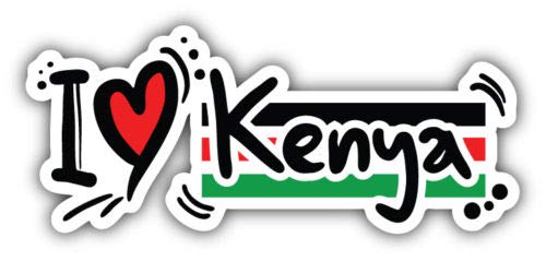 I Love Kenya Flag Vinyl Sticker Decal - 6'' x 3'' for Bumpers, Windows, Cars, Laptops, Lockers, Bicycles, Water Bottles, and Notebooks