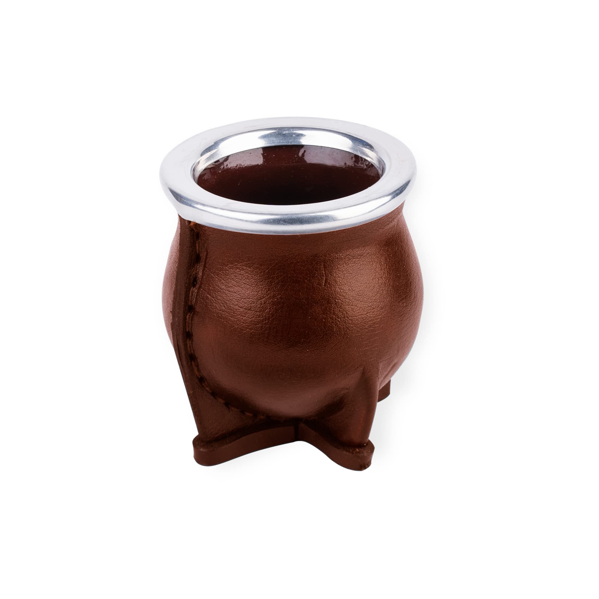 Premium Yerba Mate Cup Set - Handmade Ceramic & Leather - German Silver Straw - Perfect for Travel & Gifting
