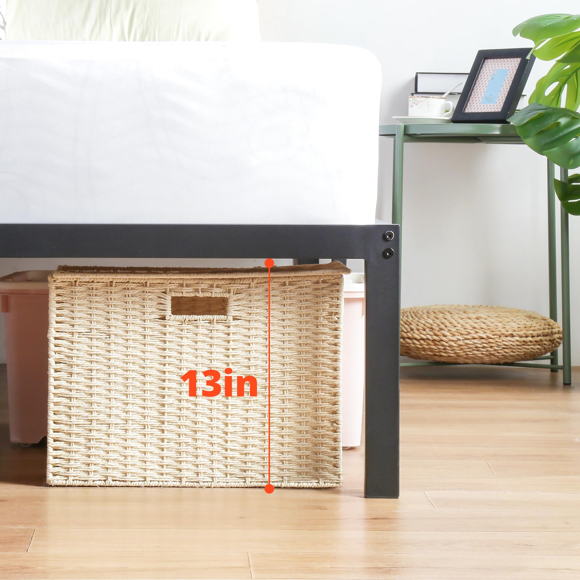 PrimaSleep 14 Inch Heavy Duty Steel Slat Anti-Slip Bed Frame - Noise Free Mattress Foundation with Maximum Storage, No Box Spring Needed - Twin Size Platform Bed for Small Spaces & Guest Rooms (Black)