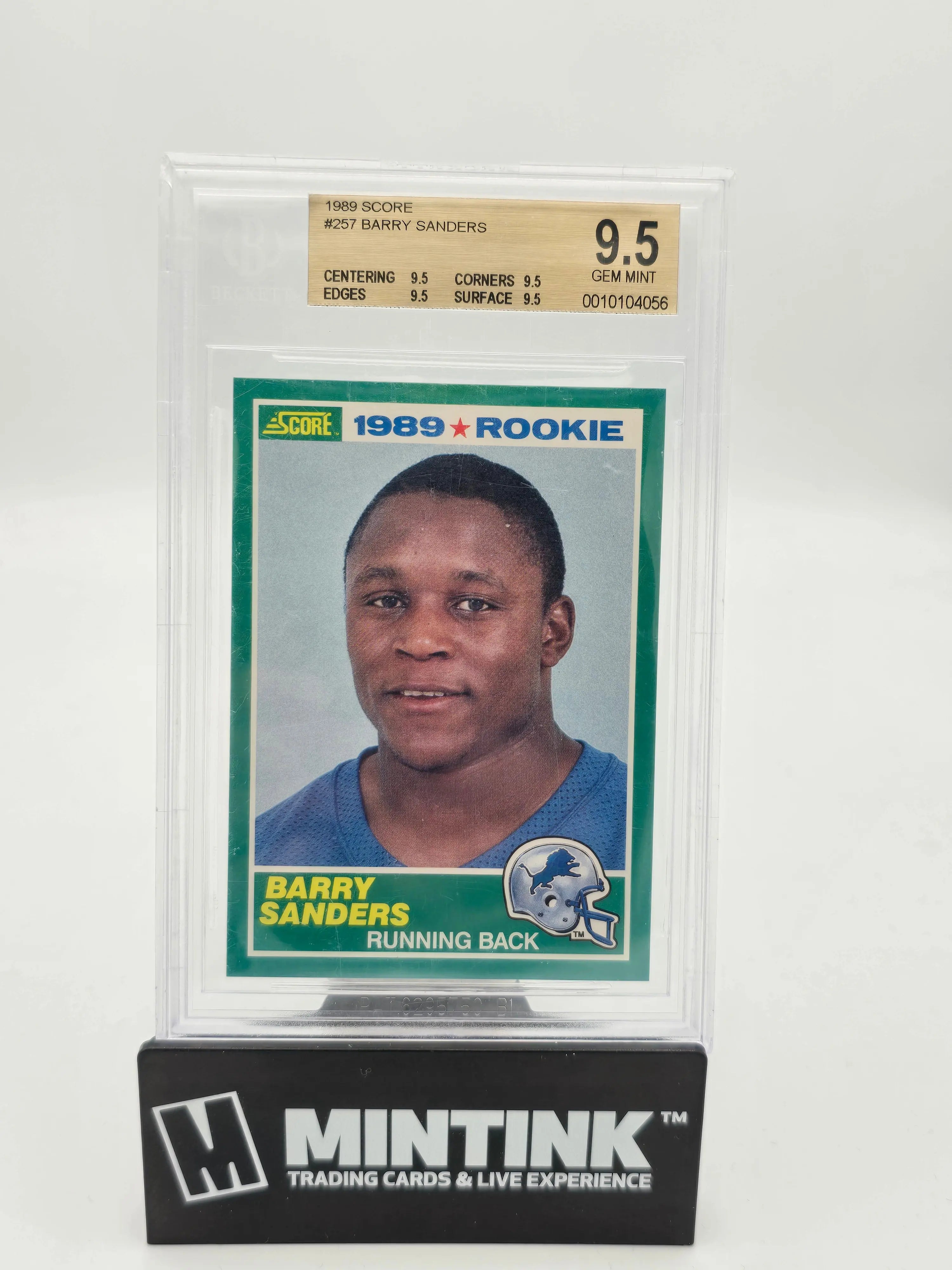 1989 Score Football Barry Sanders Rookie Card #257 BGS 9.5 Gem Mint - Perfect for NFL Collectors & Detroit Lions Fans Display