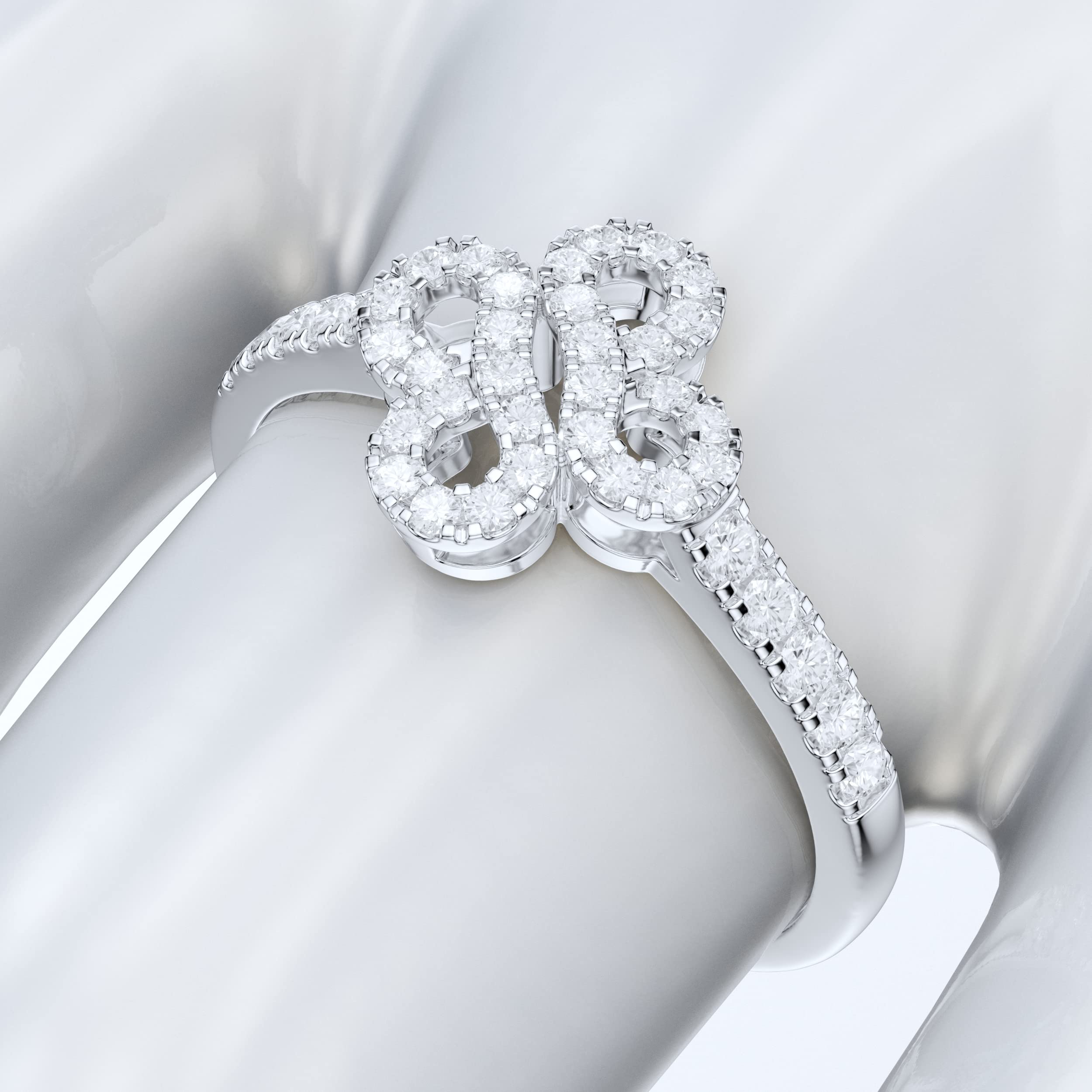 10K White Gold Elegant Split Infinity Engagement Ring with Simulated Diamond or Genuine Moissanite Pave - Perfect for Proposals, Anniversaries & Romantic Occasions