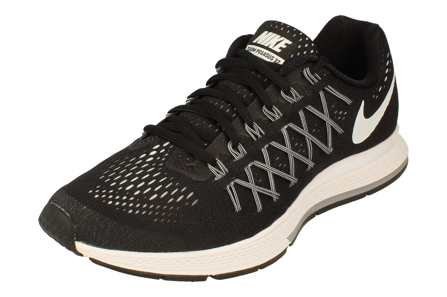 Nike Women's Air Zoom Pegasus 32 Running Shoes - Black/White/Pure Platinum - Lightweight Cushioned Sneakers for Road Running, Jogging & Gym Workouts