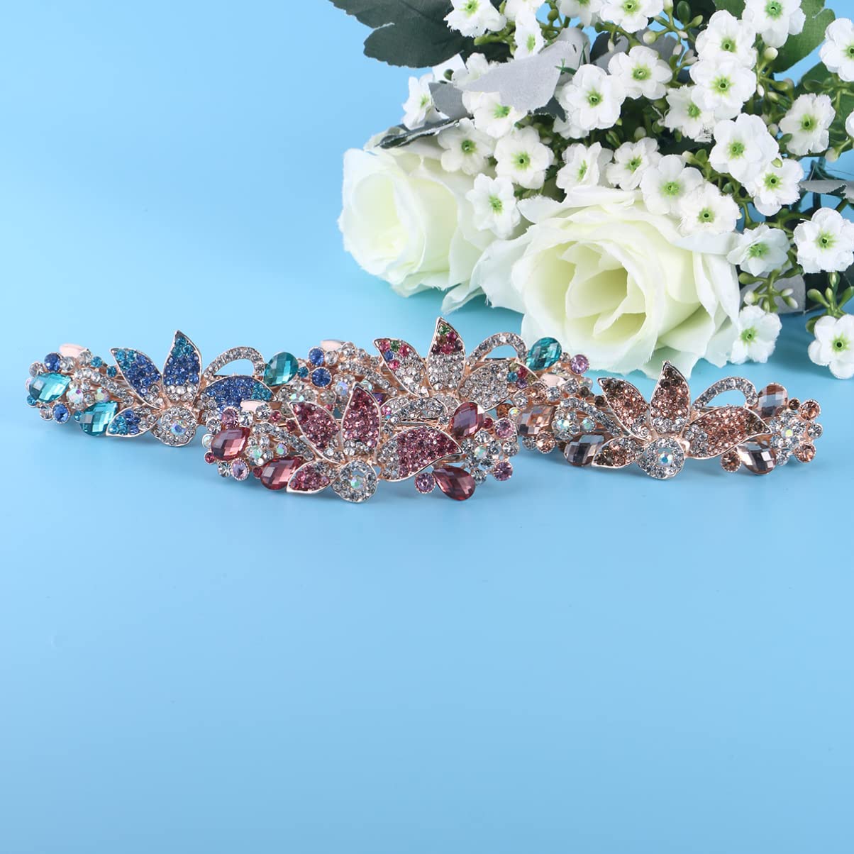 LALAFINA 4-Piece Women's Crystal Hair Clips - Elegant Spring Hair Barrettes for Wedding, Bridal, and Party Hair Accessories | Perfect for Brides, Prom, and Special Occasions