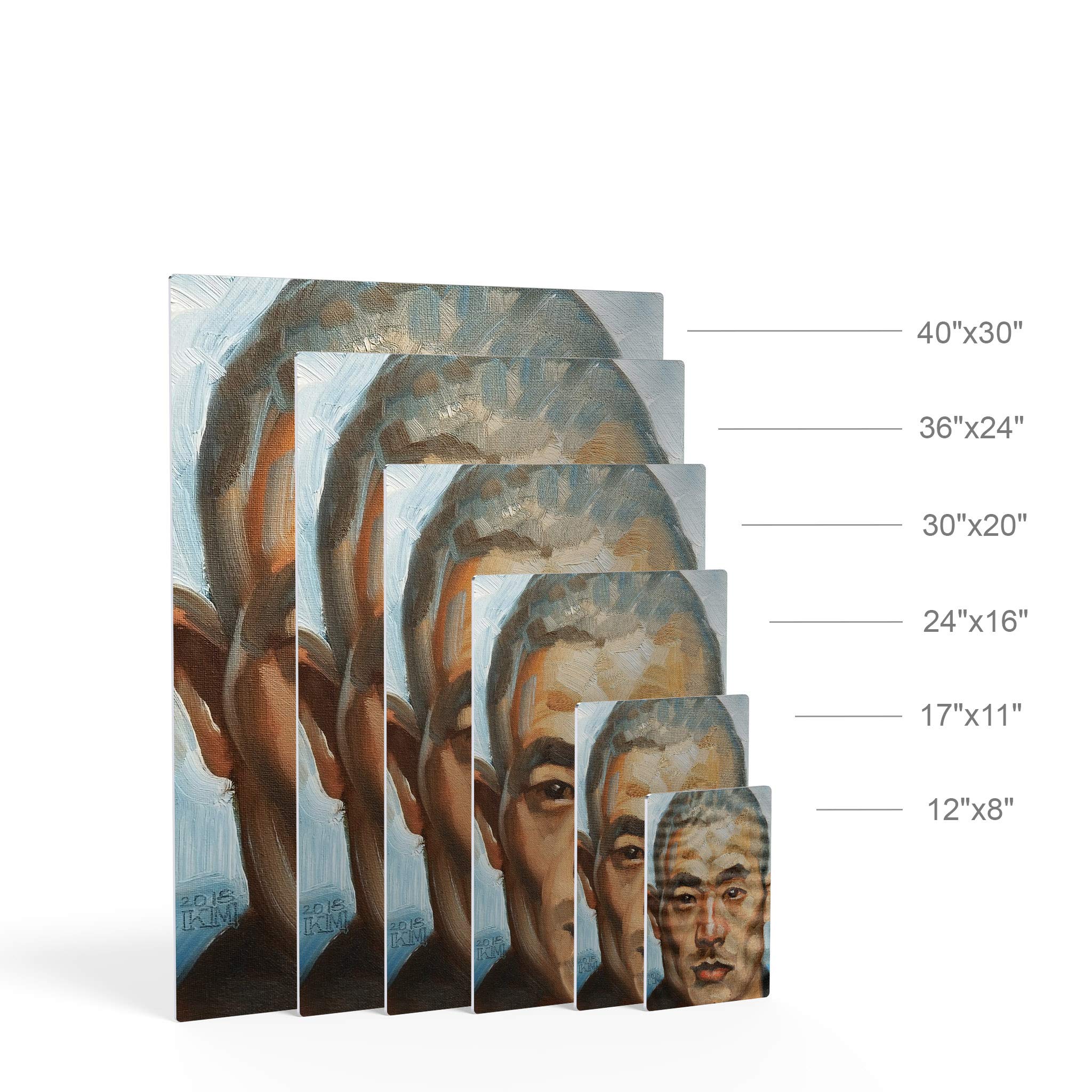 Kenney Mencher Asian Man Portrait Oil Painting - Cool Climate Metal Wall Art Print 40x30 Inches - Ready to Hang Living Room & Bedroom Decor - Made in USA - Perfect for Modern Home & Office Spaces