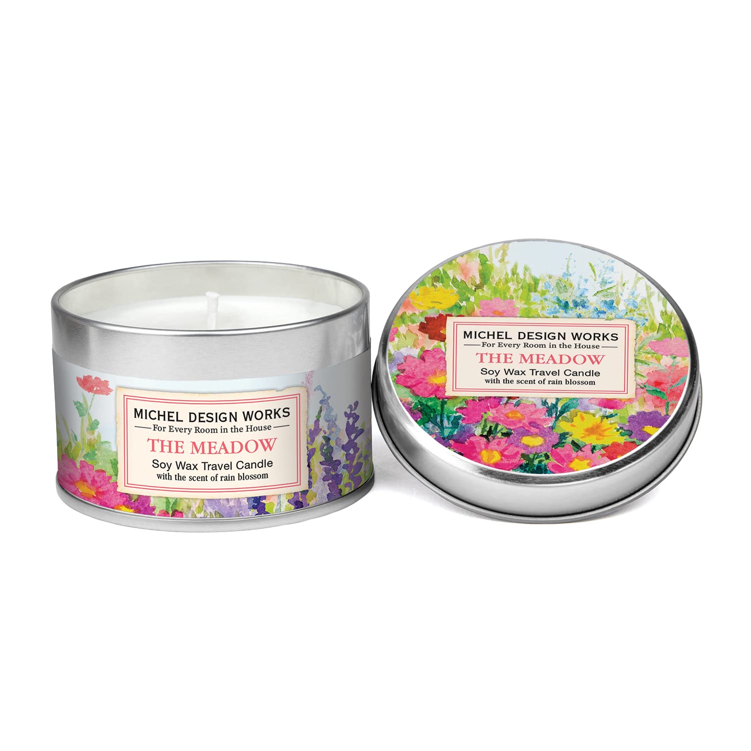 Michel Design Works Soy Wax Travel Tin Candle - The Meadow Scent - Perfect for Home, Office & Gifts | Aromatherapy, Relaxation & Decorative Accent
