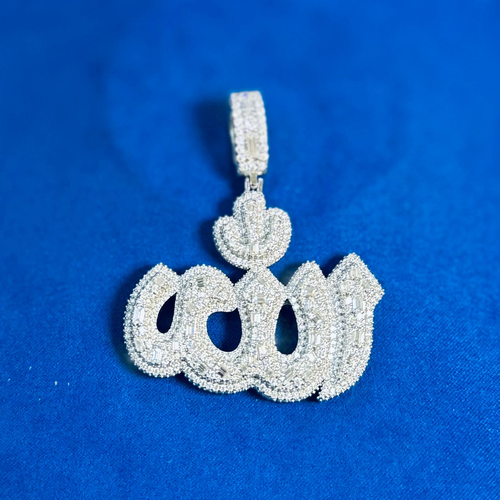 Moissanite Allah Pendant Necklace - 925 Sterling Silver Islamic Jewelry for Men & Women - Perfect for Eid, Ramadan Gifts & Daily Wear