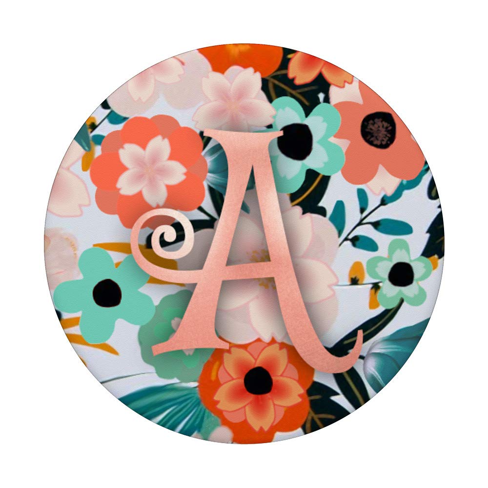 Golden Rose Letter A on Orange Teal Floral Design - Perfect for Home Decor, Wall Art, and Gift Giving