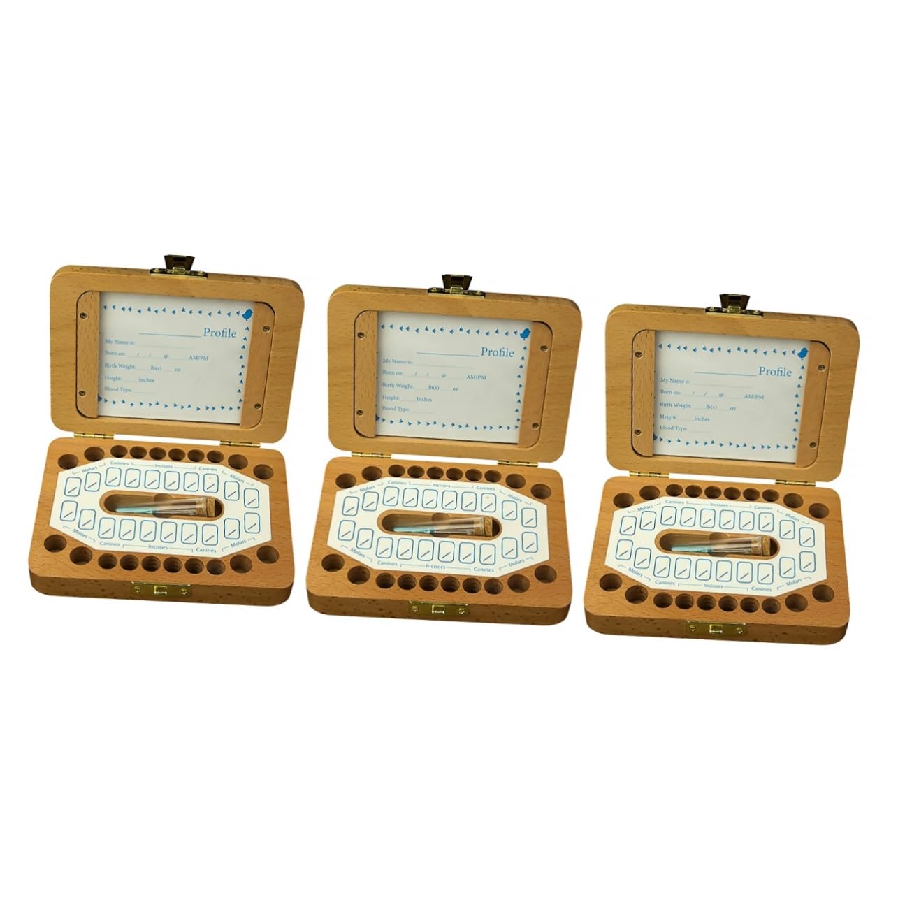 UPKOCH 3-Piece Wooden Tooth Box Set - Teeth Holder Organizer for Baby Teeth Keepsake, First Tooth Memory Box - Perfect for Kids' Milestone Preservation & Tooth Fairy Gifts