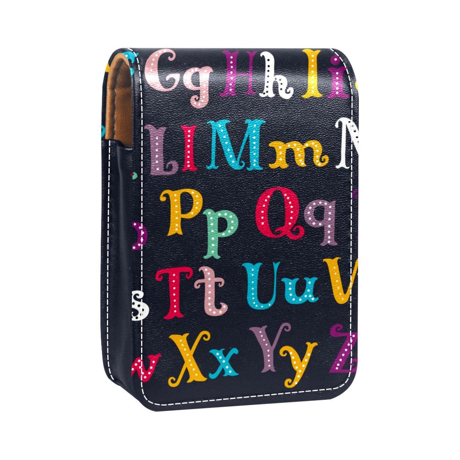 Funny Latin Alphabet Lipstick Case - Portable Travel Lip Gloss Holder with Mirror, Mini Makeup Organizer for Women | Perfect for On-the-Go Touchups & Cosmetic Storage