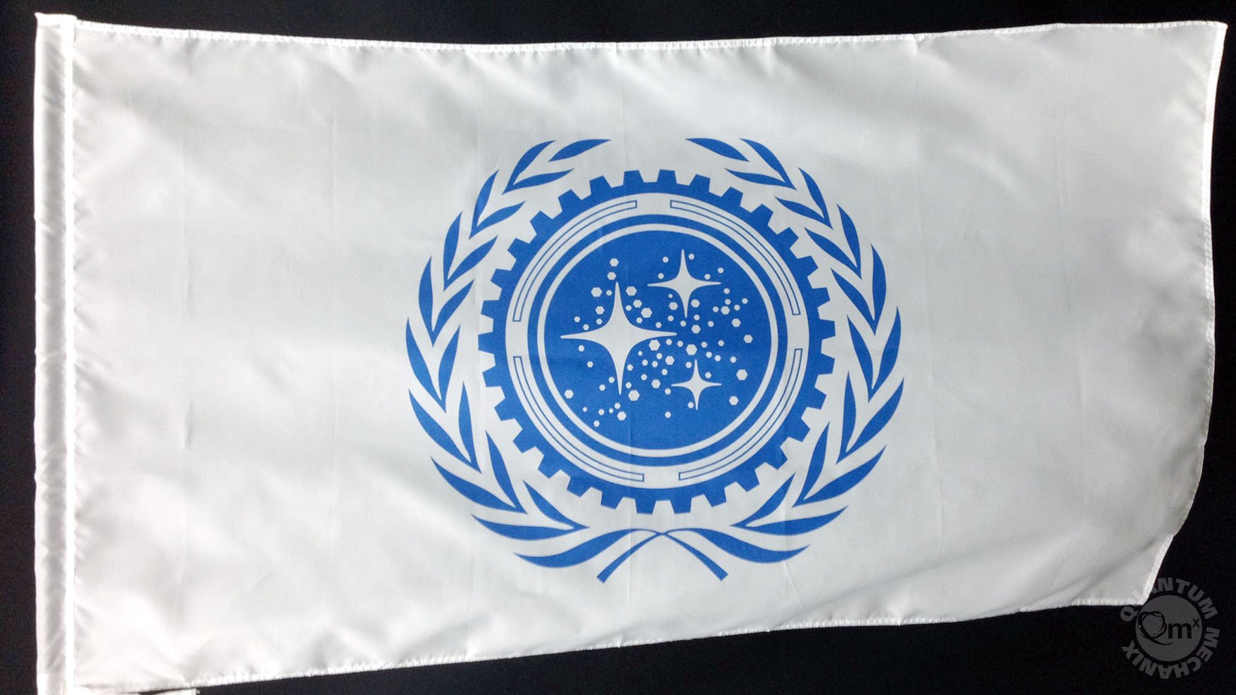QMx Star Trek United Federation of Planets Flag - 36x6 Inch Red White Blue Nylon Banner | Perfect for Sci-Fi Conventions, Room Decor & Trekkie Gifts