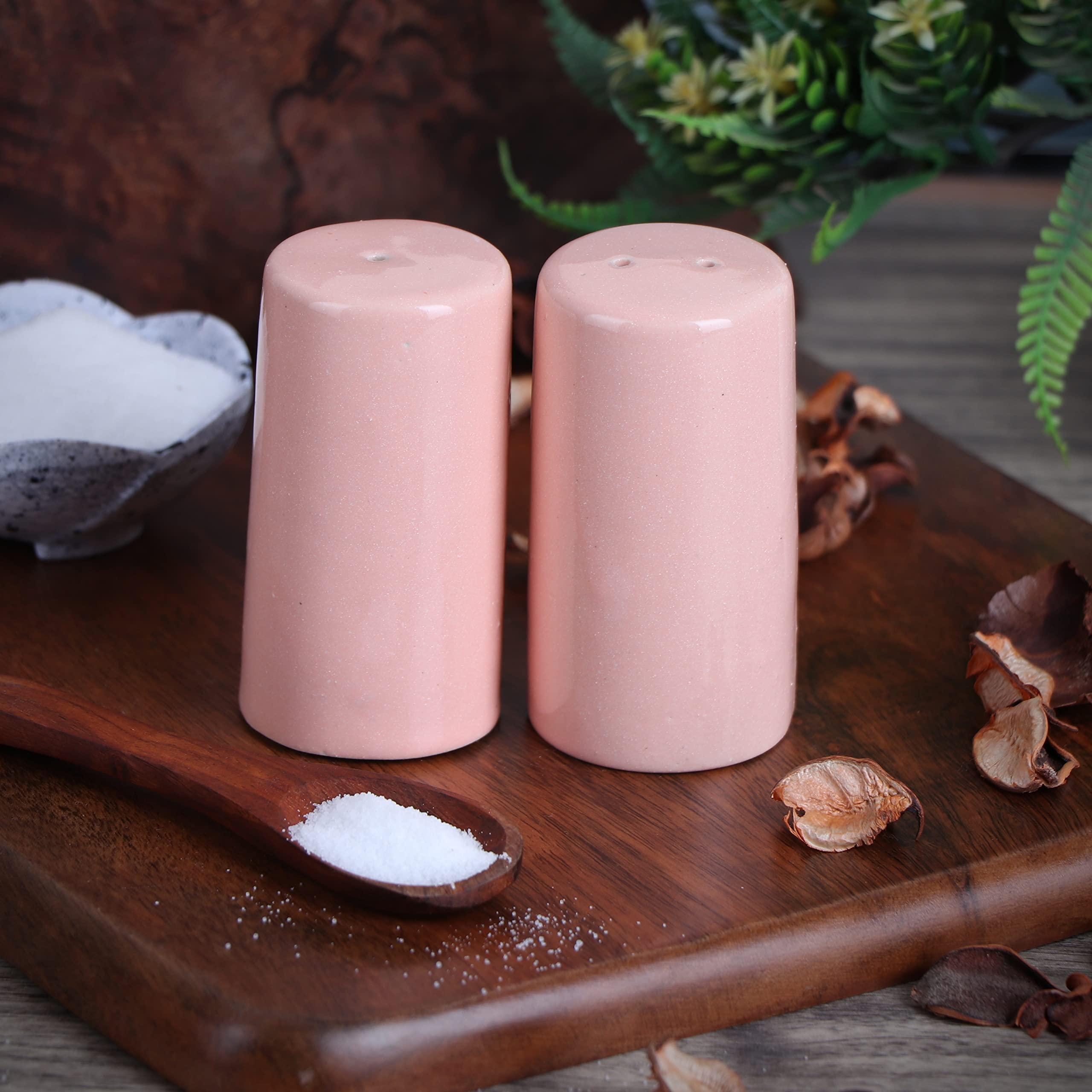 Farmhouse Style Ceramic Salt and Pepper Shakers Set - 2 Piece Modern Kitchen Table Décor for Wedding Registry, Housewarming Gifts & Rustic Dining Room Decor | Perfect for Farmhouse Kitchens, Dining Tables & Gift Giving