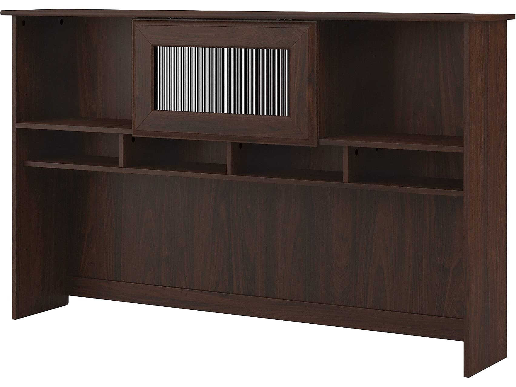Bush Furniture Cabot 60W Modern Walnut Desk Hutch with Storage Shelf - Perfect for Home Office, Study Room & Workspace Organization