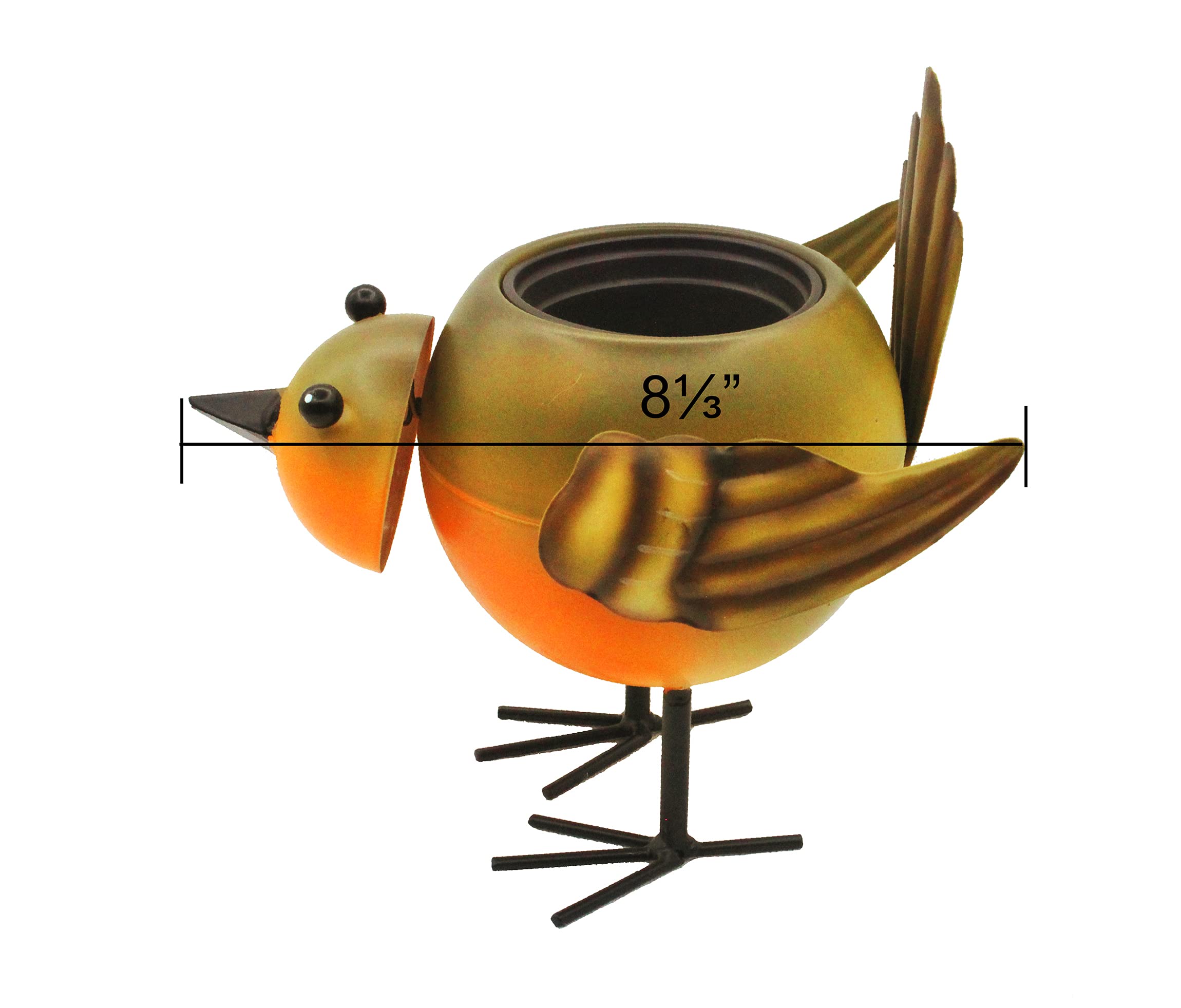 Metal Bird Planter with Liner for Succulents - Indoor/Outdoor Gardening Decor, Kitchen & Home Plant Decoration - Perfect for Windowsills, Desks & Gift Giving