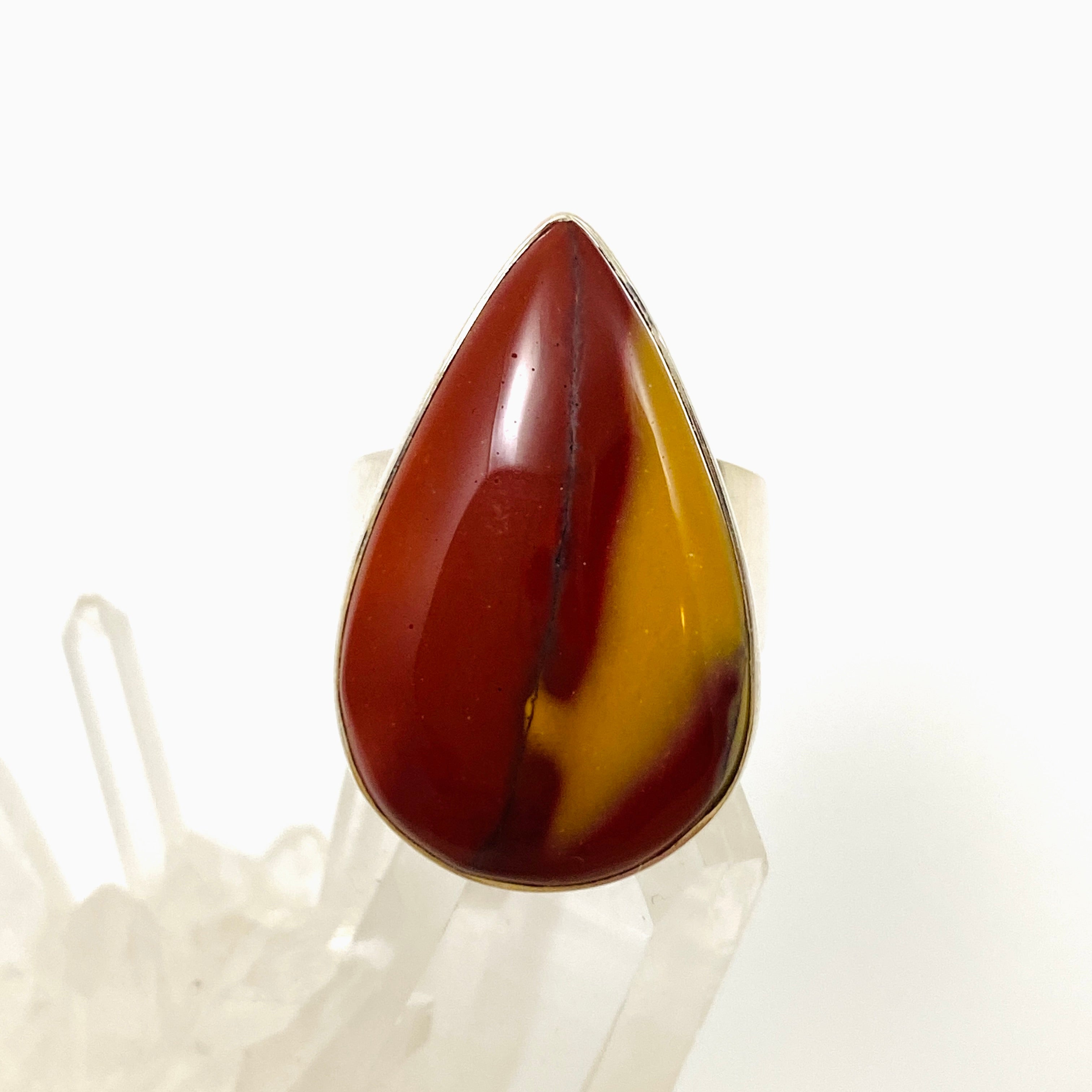 Natural Mookaite Teardrop Cabochon Sterling Silver Ring Size 7 - KRGJ3390 | Handmade Jewelry for Women, Boho Chic Accessory, Gift for Her, Perfect for Everyday Wear & Special Occasions