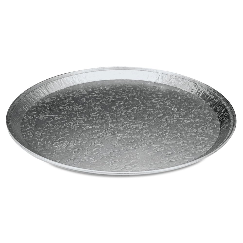 Handi Foil of America 12 Inch Embossed Aluminum Serving Tray - Pack of 25 Disposable Catering Trays for Parties, Events & Food Service - Durable & Elegant Buffet Serving Solution