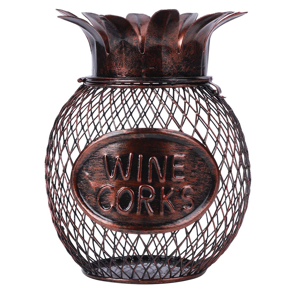 Metal Wine Cork Holder - Decorative Iron Fruit-Shaped Cork Container for Wine Lovers | Perfect for Kitchen, Bar, and Party Decor | Unique Cork Storage Box & Collector Display