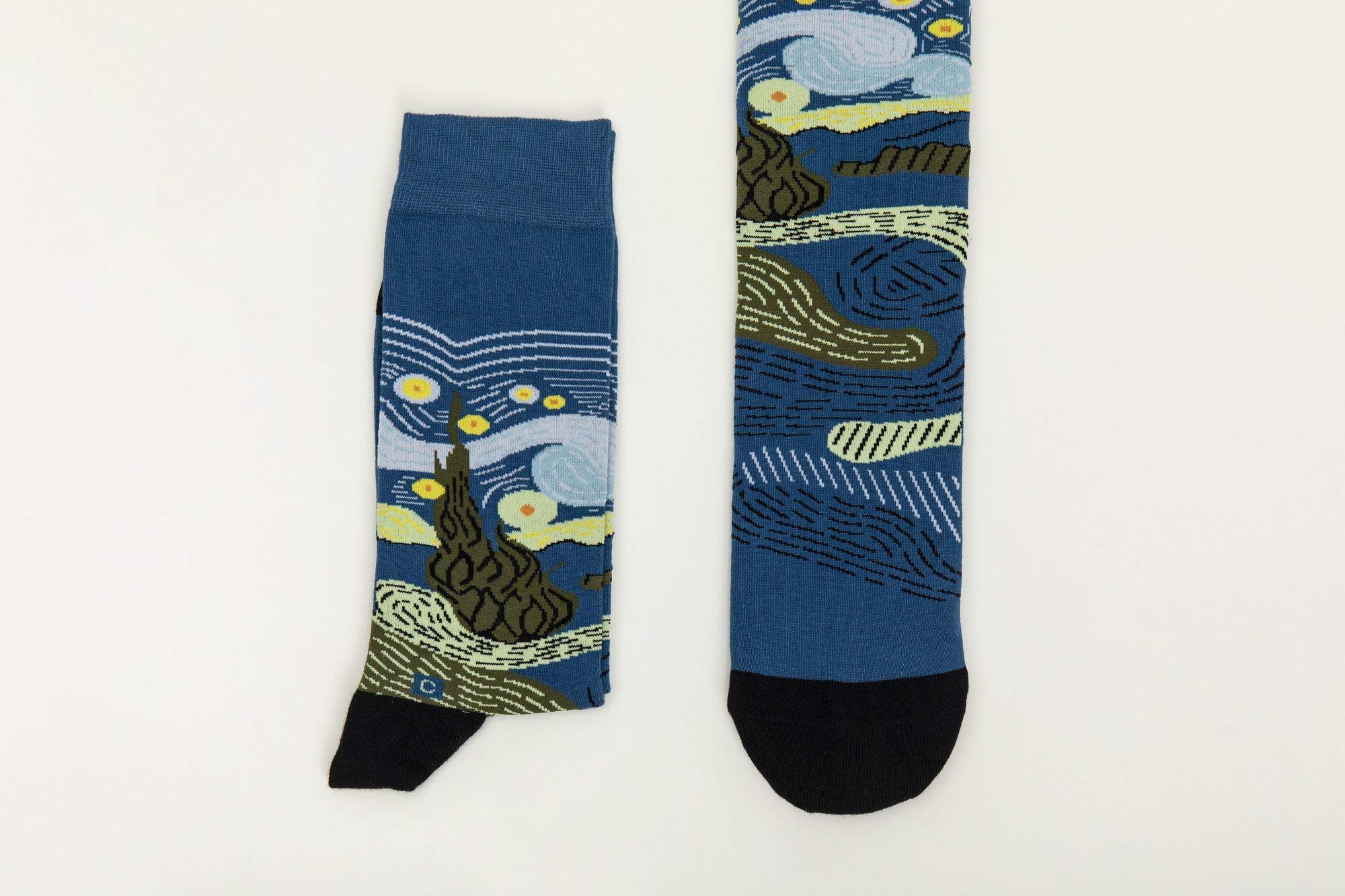Curator Socks - Starry Night Van Gogh Inspired Crew Socks for Men & Women - Comfortable Art Themed Casual Socks for Daily Wear, Gift Ideas & Museum Visits