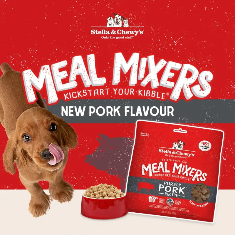 Stella & Chewy's Purely Pork Freeze-Dried Raw Dog Food Topper - Grain-Free Protein Boost for Small & Large Dogs - Perfect for Kibble Mixing or Training Treats