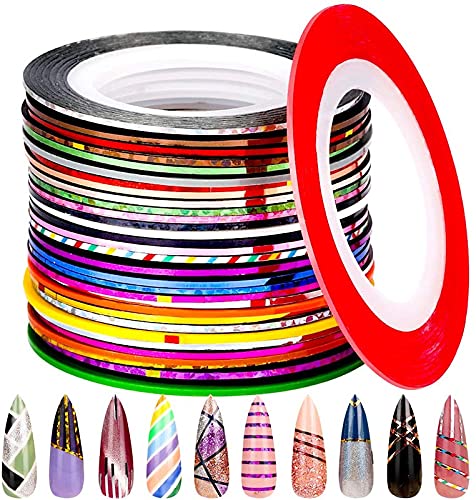 10 Colors Nail Striping Tape - Multicolor Nail Art Decoration Stickers for DIY Manicure & Nail Tips - Perfect for Salon, Home Use & Professional Nail Designs