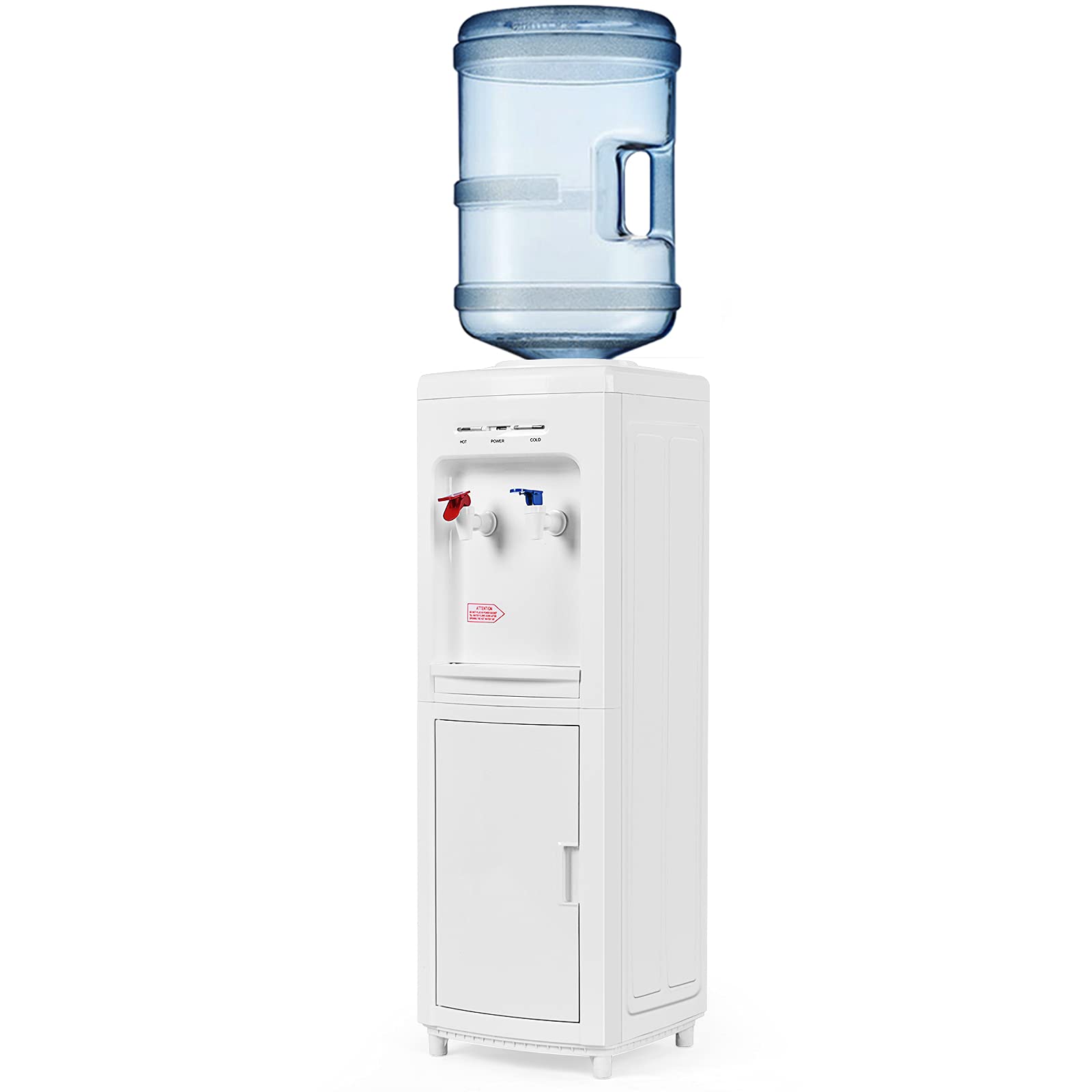 GOFLAME Top Loading Water Cooler Dispenser with Hot & Cold Water - 3-5 Gallon Capacity, Storage Cabinet & Child Safety Lock - Perfect for Home, Office & Dorm Use