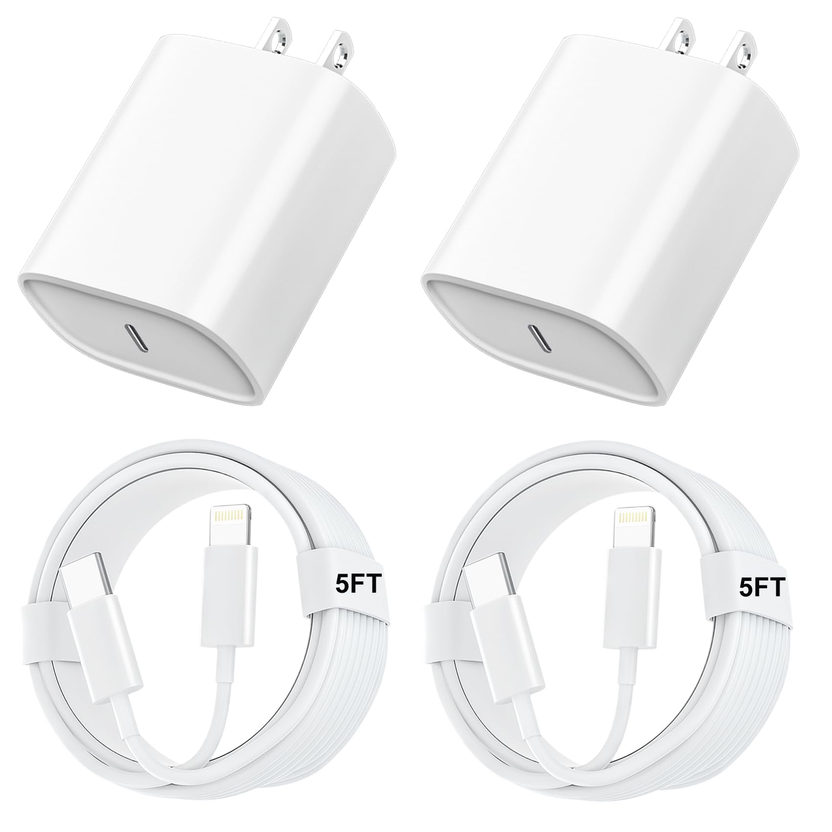 20W USB C Fast Charger Block with 5FT Cable - Compatible with iPhone 15/15 Pro Max/15 Pro, iPad Pro 12.9/11, Samsung Galaxy S24 Ultra Plus - Quick Charging for Home, Office & Travel