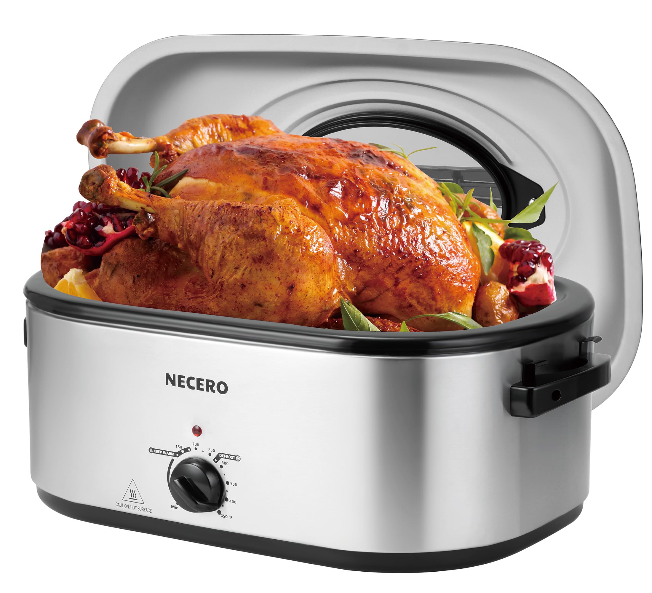 24Qt Electric Roaster Oven with Glass Lid & Removable Pan - Large Turkey Roaster with Temperature Control & Cooking Rack - Perfect for Holiday Meals, Slow Cooking, and Family Gatherings