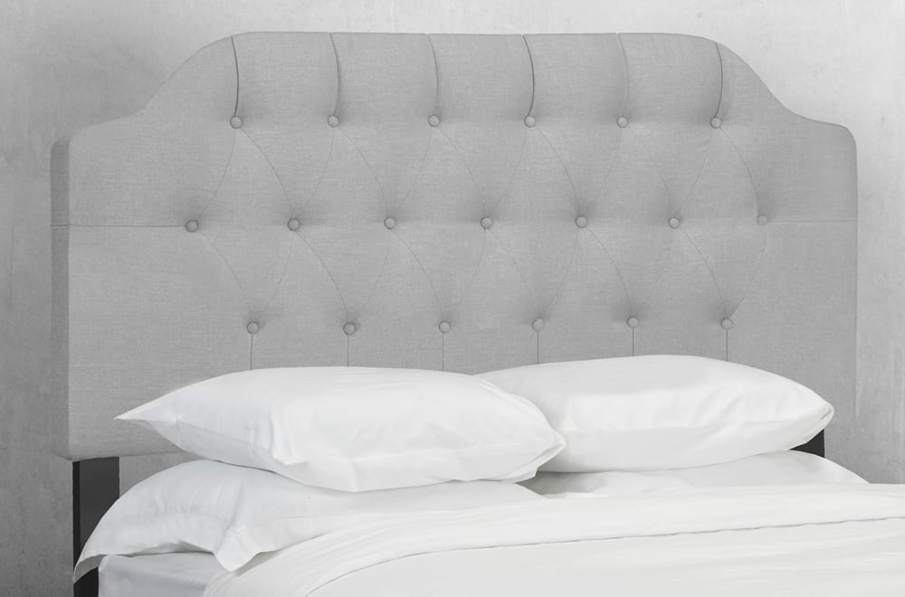 Luxury Button Tufted Headboard with Scalloped Corners - Queen Size Upholstered Bed Frame for Master Bedroom & Guest Room Decor