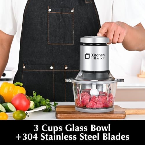 400W Powerful Mini Food Processor & Meat Grinder - 3 Cup Electric Vegetable Chopper with S-Blade for Meat, Fish, Vegetables & Baby Food | Compact Kitchen Appliance for Smoothies, Salsas & Meal Prep