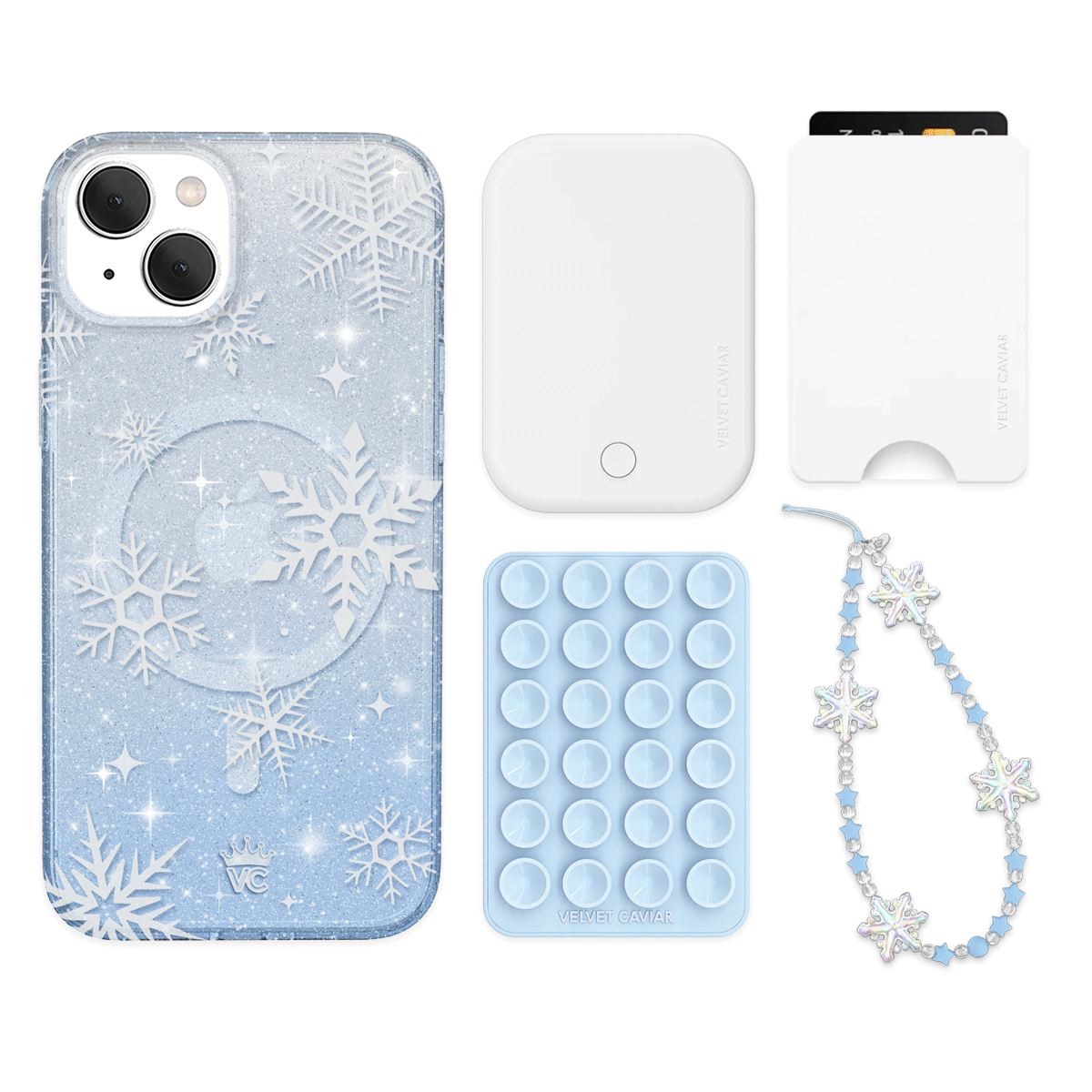 Snow Angel Glitter iPhone Case with Wallet - Stylish Protective Cover for iPhone 13/14/15 - Perfect for Everyday Use, Travel, and Gifts