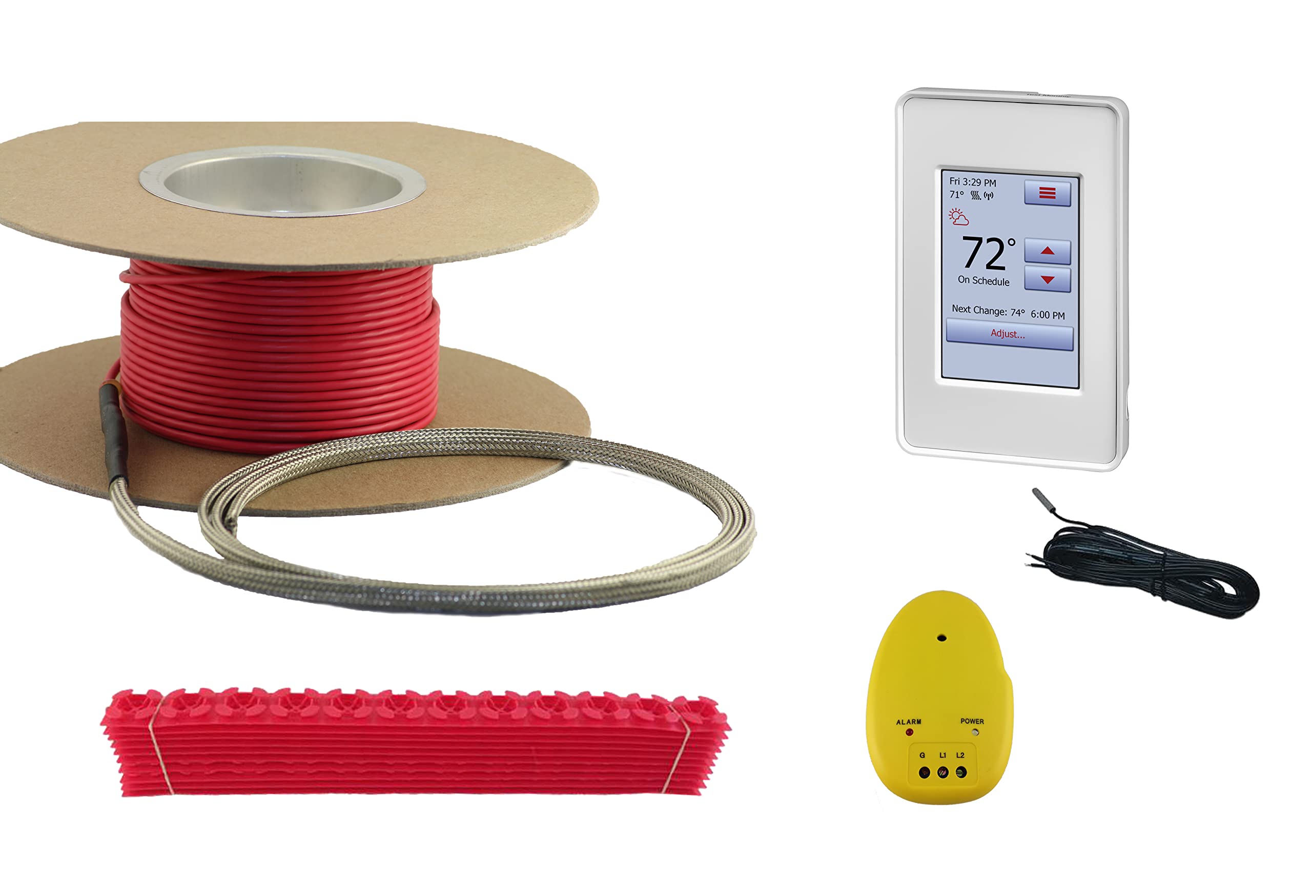 120V Electric Tile Radiant Floor Heating System - 60 Sqft Heating Cable with Programmable Touch Screen Thermostat - Perfect for Bathroom, Kitchen & Basement Floor Warming