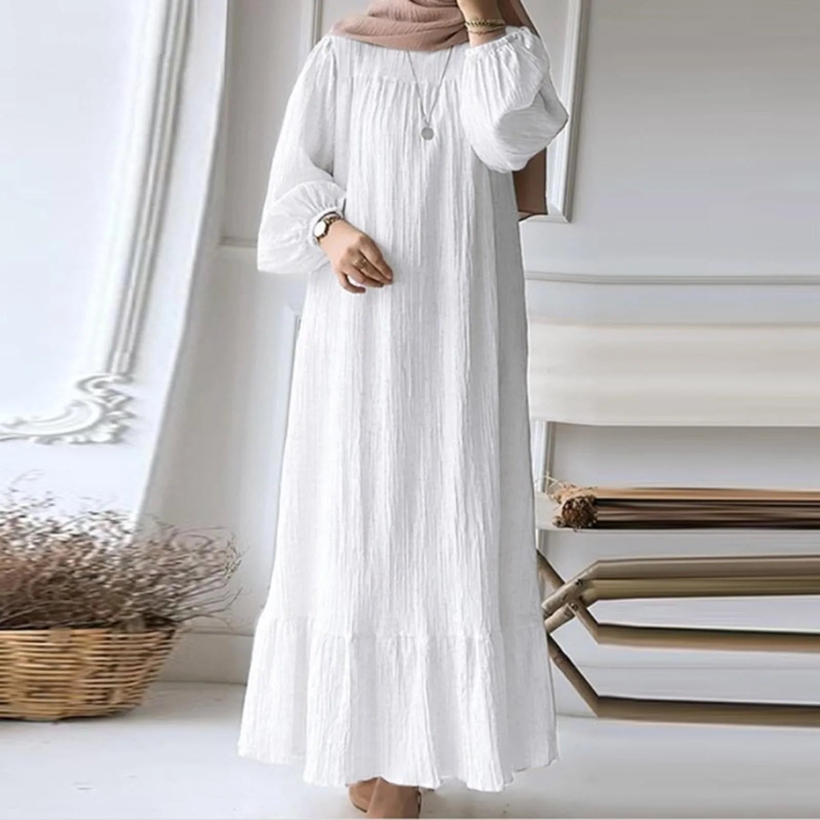 Elegant Balloon Sleeve Modest Abaya Dress for Women - Perfect for Prayer, Special Occasions & Everyday Wear