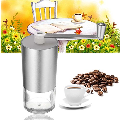 Premium Aluminum Manual Coffee Grinder - Adjustable Burr Mill for Espresso, Beans, Spices & Nuts | Portable Hand Crank Coffee Bean Grinder for Home, Camping & Travel